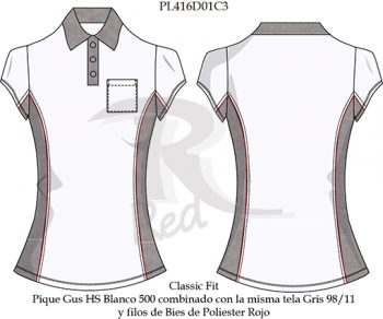 playera tipo polo PL416D01C3 vector